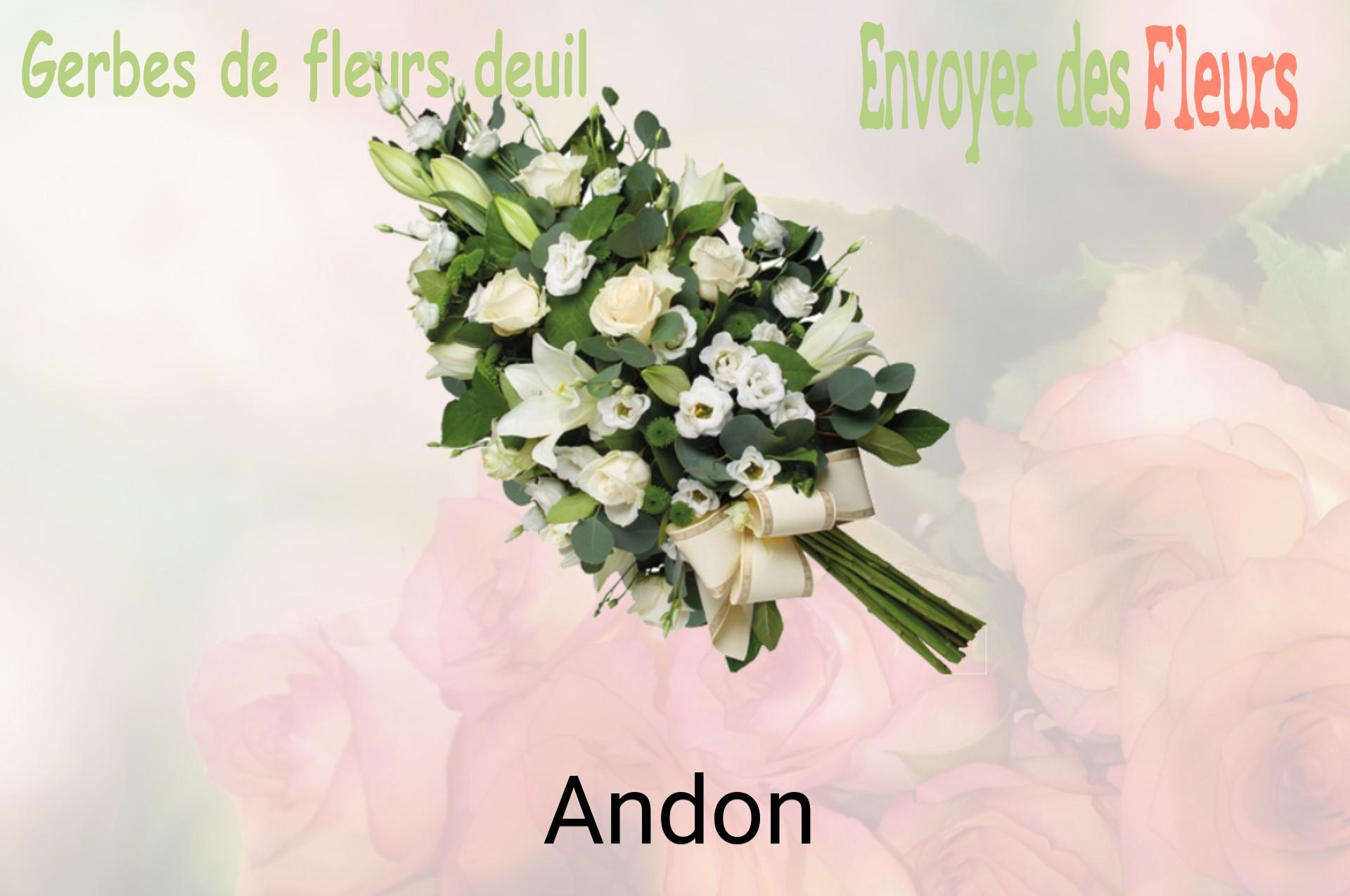 Gerbe de fleurs de deuil livrée à Andon
